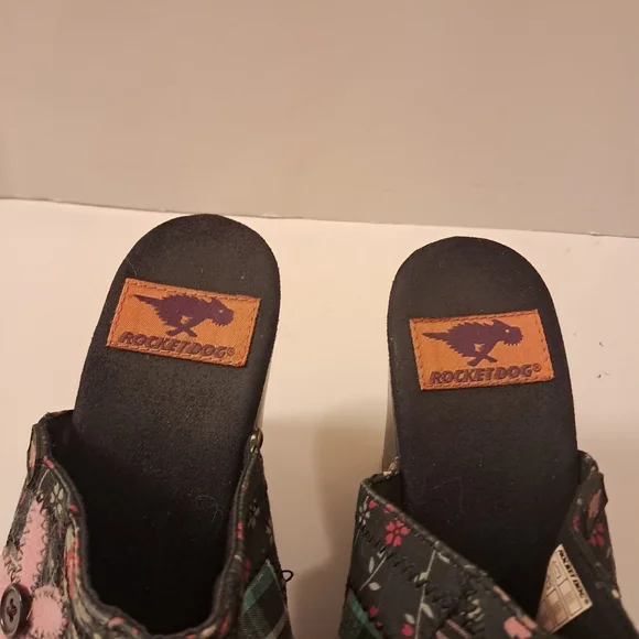 Rocketdog Clogs Women's 8 Platform Patchwork Retro Y2K Floral Plaid Fabric - Picture 3 of 7